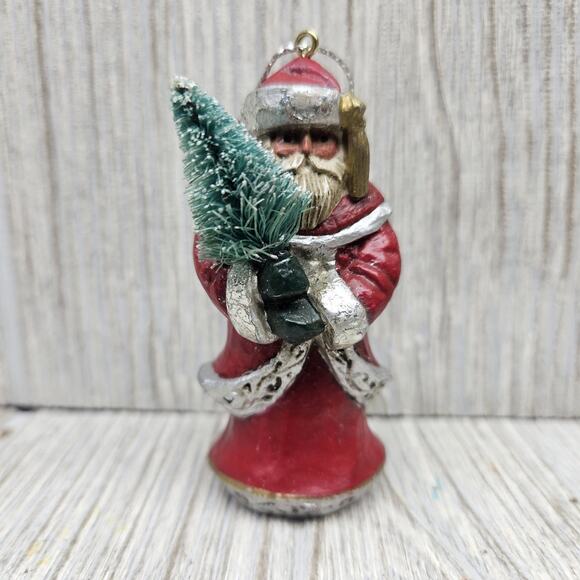 Pam Schifferl‎ Santa Claus W/ Bottle Brush Tree Midwest Cannon Falls 3" Ornament - Picture 2 of 8